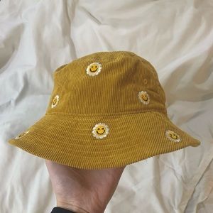 Smiley flower bucket hat.